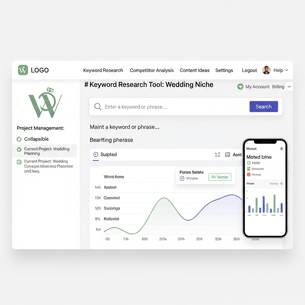 VowRadar keyword research dashboard showing wedding keyword opportunities